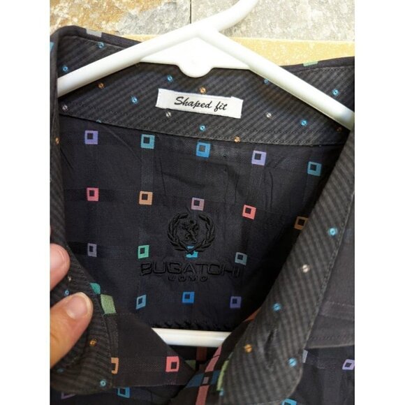 Bugatchi Shaped Fit Navy Blue Button Down Shirt Long Sleeve Men's - Picture 4 of 5